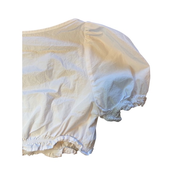 Missguided White Puff Sleeve Milkmaid Crop Top Size L Boho Coquette Summer - Picture 8 of 9